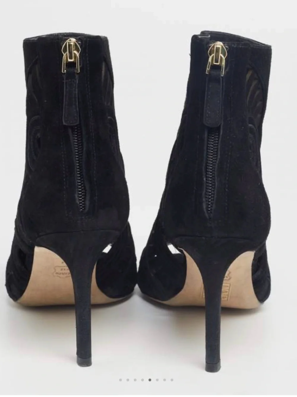 Tory Burch Leyla Black Suede Peep Toe Ankle Boots Size 8.5 🖤